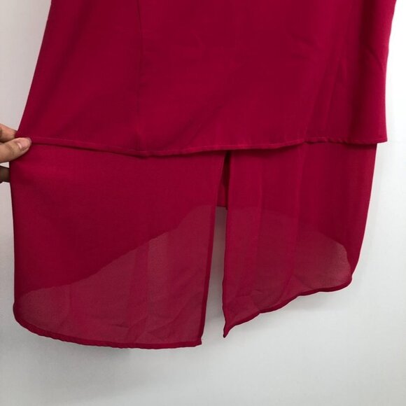 Jana Italy hot pink sleeveless layered high low collared blouse SP - Picture 12 of 15